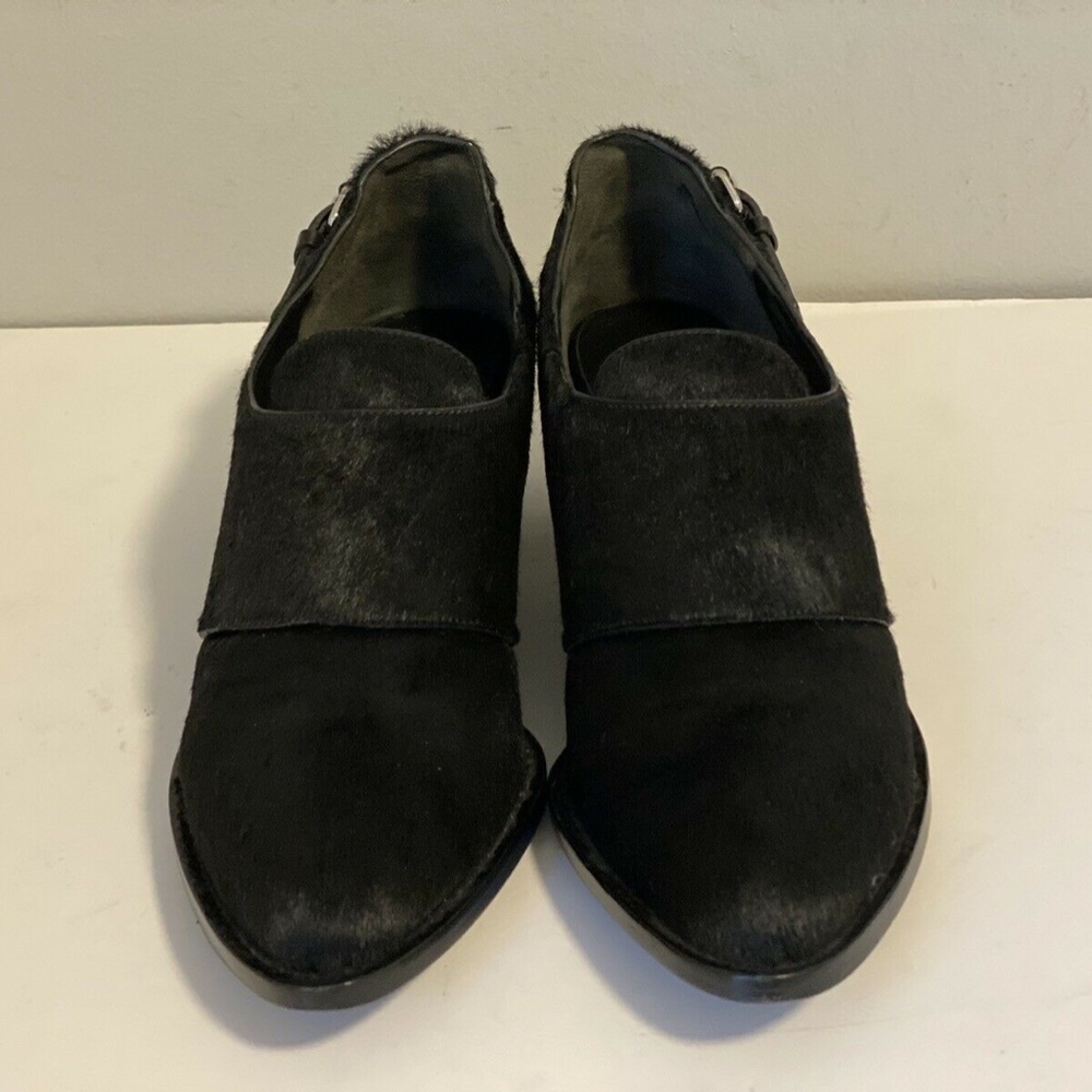 ALEXANDER WANG WOMENS BLACK PONY-STYLE CALFSKIN LEATHER ANKLE BOOTS